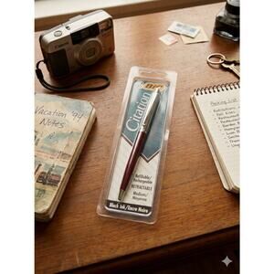 Vtg 1994 BIC Citation Retractable Pen NOS Black Ink Med Point Burgundy/Chrome